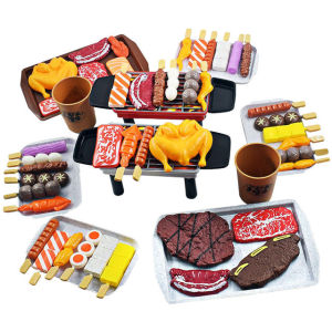 Bafada Kitchen BBQ Toys Simulation Miniature Pretend Play Chicken Food-Cooking Kids Barbecue Set Steak-Vegetable Play House Toy Gifts
