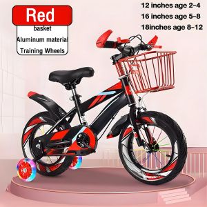 Kids Bikes bicycles for kids 12/16 inch with Rubber Auxiliary Wheels Front Basket Bikes Kids Mountain Bikes