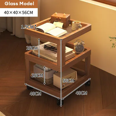 3 Layer Minimalist Bedside Table Living Room Removable Modern Bedroom Side Table Aesthetic with Wheel