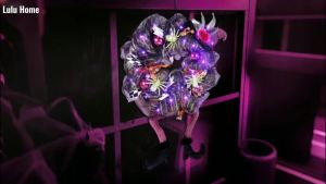 Lulu Home 18"x30" Halloween Wreath Purple 30 LED Lighted