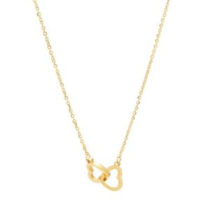 Kalung titanium gold rantai liontin love ganda / kalung titanium wanita import