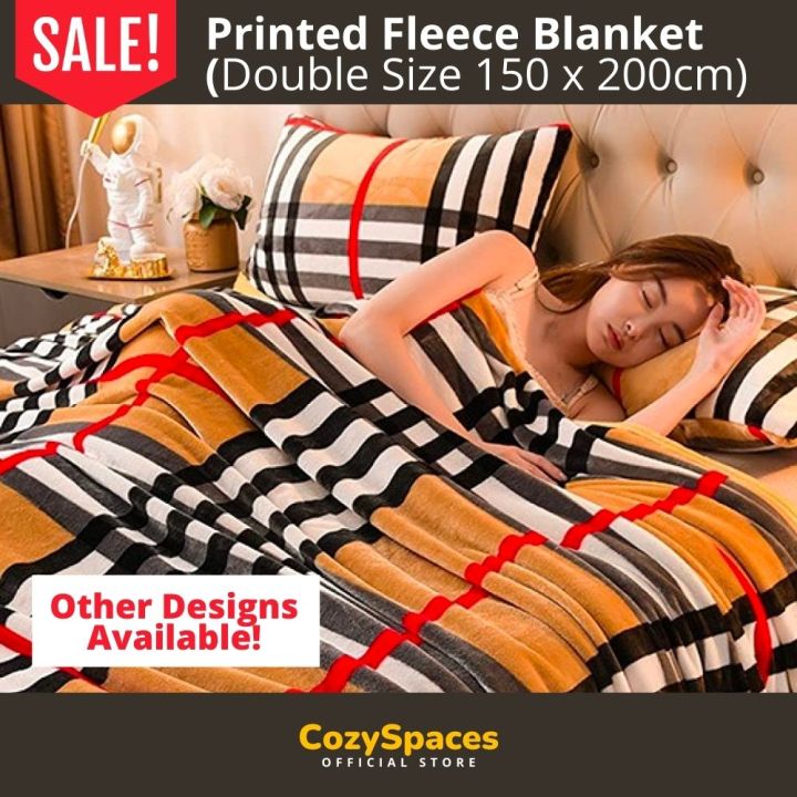 Printed Fleece Blanket Double Size (150x200cm) Super Soft and