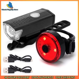 Vktech Bike Tail Light & Headlight Bike Rear Light Waterproof LED Riding Warning Light Rechargeable 3 Modes for Outdoor Cycling