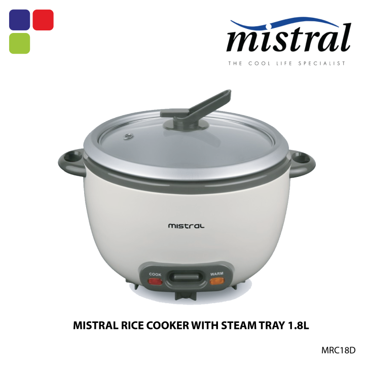 MISTRAL RICE COOKER WITH STEAM TRAY 1.8L MRC18D Lazada