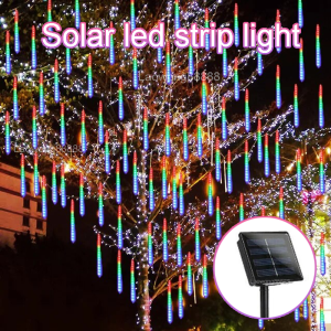 Solar 10PCS Tubes Meteor Shower Rain Light 50cm Solar LED Light strip Christmas Light Waterproof Christmas Decoration Light Outdoor Solar Fairy lights