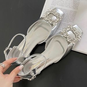 īGiày Búp Bê Mũi Vuông Đính Đá Phong Cách R Thời Trang Cho Nữ Size 35-39