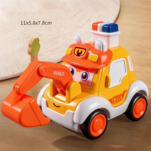 Kids Inertia Toy Vehicle Police Car Fire Truck Push And Go Facial Expression Change No Battery Durable Plastic Gift