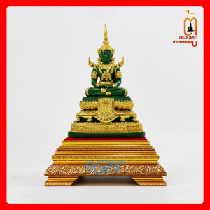 ฐานรองพระสีเหลืองทองลายไทย สูง 5นิ้ว ตั้งพระหน้าตัก 5 นิ้ว ตู้ครอบพระ KPSTHaistyle