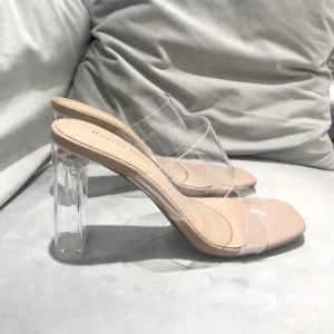 Women Sandals for Women High Heels Women Transparent 9cm female fairy style crystal slippers wear transparent French word sandals for women
