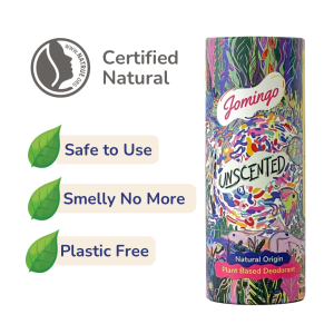 [Official Shop] Jomingo Natural Deodorant - Plant Based Vegan - Eco Friendly Packaging - Effective and Long Lasting For Kids Women & Men - Unscented 50g