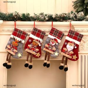 [COD] weikenguoji Christmas Stocking Christmas Tree Pendant Snowman Santa Elk Bear Children Gift Bag Family Party Decorations New Years Gifts