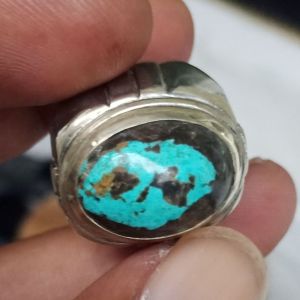 Natural Batu Cincin Pirus Persia Gambar Topeng Antik