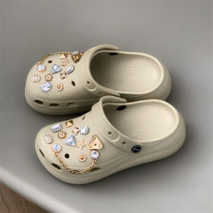 Breathable Non-Porous Perforated Shoes For Summer Outdoor Wear WomenS EVA Thick-Soled Non-Slip Closed-Toe Height-Increasing Slippers