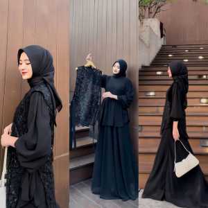 BISA COD - BEST SELLER SENJA SET DRESS BAHAN CERUTY BABYDOLL SIZE MLXLXXL DRESS KONDANGAN DRESS PESTA GAUN BRIDESMAID