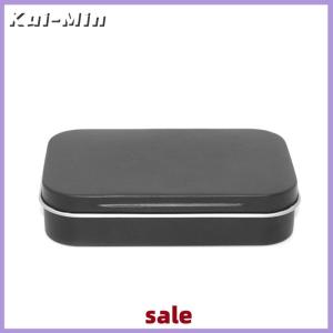 Kui-Min Metal Rectangular Empty Mini Tin Box Tinplate Push Candy Cases Bins Jar Hinged Containers Small Organizer Storage Box