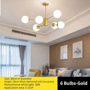 【Free Tricolor Led Bulb 】6/8/12 Lights Modern Led Tricolor Chandelier Ceiling Light Sala Iron Droplight Hanging Lamp LED Pendent Lamp Retro Chandelier Center Light Dining Fixtures Night Ceilling Lights For Living Room Bedroom Decoration