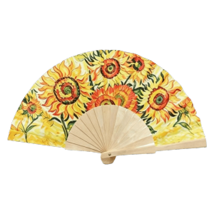 NHIH Sunflower Folding Fan Collapsible Handheld Cloth Fan Lightweight Retro Dance Fan Party Decoration