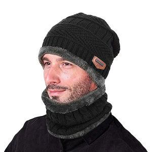 Knitted Hat Scarf Winter Thick Warm Hat Wool Hat Scarf For Men Women
