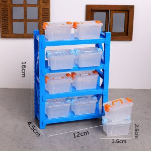 YUDESHUI Nhiều màu sắc Kệ kho cho nhà búp bê Nhiều lớp Hộp trong suốt Mô hình hộp công cụ nhà búp bê Sáng tạo Nhà chơi Giá đỡ mô hình cảnh Đồ trang trí nhà búp bê