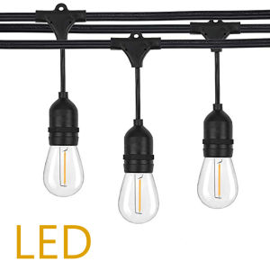 Seville IP65 10M 15M LED S14 Patio Lights Globe Party Christmas String Lights Waterproof E27 Warm LED Retro Edison Filament Bulb Outdoor Street Garden Patio Holiday Lighting