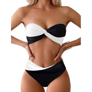 Phụ Nữ màu tương phản Bộ Đồ Tắm Hai Pcs Đồ bơi 2 mảnh Sao Bandeau Áo Tắm Đồ bơi cho bé gái Thiết Lập nâng Đồ Bơi