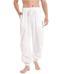 [YiNiu] Men Pirate Pants Vintage Medieval Renaissance Lounge Costume Loose Pants Viking Black Brown Trouser