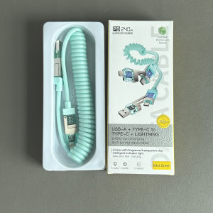 สายชาร์จเร็วแบบยืดไสลด์แบบสี่ในหนึ่งเดียว สายเคเบิลข้อมูล แอนดรอยด์ กลิ่นหอมสปริงใส