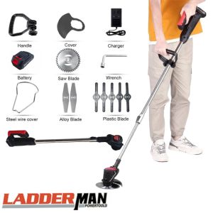 Mesin Rumput 288VF Lithium Battery Ladderman Cordless Lawn Mower Rechargeable Grass Cutter Trimmer Mesin Potong Rumput