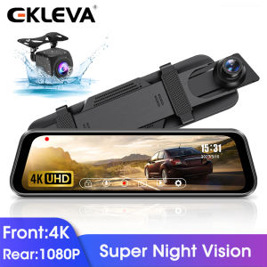 EKLEVA 10" Car DVR 4K WIFI Dash cam Touch Screen Stream Media Camera 2160P Dual Lens Time-lapse Video IP68 Waterproof Rear camera