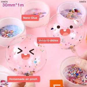 CANAMEK Multipurpose Nano Tape With Straws Beads For DIY Craft Children Pinch Toy Making Blowing Bubble Sticky Traceless Nano Tape
