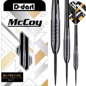 MCCOY STEEL TIP DARTS - 22G MCCOY MARKSMAN BLACK 90% TUNGSTEN DART SET ORIGINAL STEEL DART