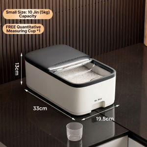SG[Stock] Automatic Rice Dispenser 10KG 5KG with Measuring Cup Sealed Transparent Grain Cereal Storage Box Space Saving