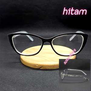 Kacamata minus wanita semi cat eye min 050 sd 400 frame plastik kaki per free bok lap foto realpict