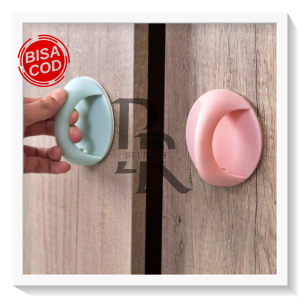 Pegangan Pintu Tempel Lemari Pakaian Bulat Holder Kabinet laci Jendela Kaca Pintu Kamar mandi Multifungsi Perekat Kuat Tahan Lama