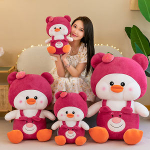 Gấu bông vịt má hồng mặc yếm cosplay gấu dâu losto siêu đáng yêu (25cm---70cm) vải miniso 4 chiều mềm mại  an toàn