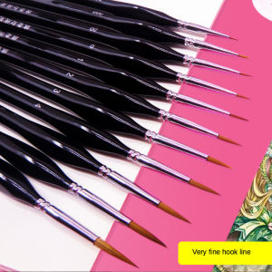 JOWOART 11 pcs/set weasel hair Triangle birch rod fine nail art students special line drawing gouache color stroke oil brush 4 colors hook line pen