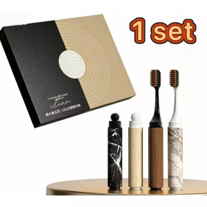 Lipstick-Style Soft-bristled Toothbrush Split Travel Size Portable 4-Pack for Male and Female Couples High-end Gift Box foldable set