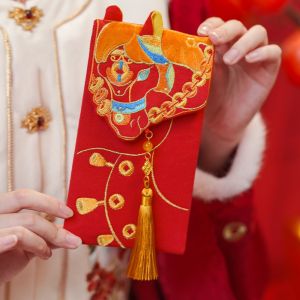 LANCE Chinese 2026 New Year Red Envelope Cartoon Glitter Frosted Horse Year Money Envelope Red Packet Traditional Lucky Money Pockets Lunar Year Celebration