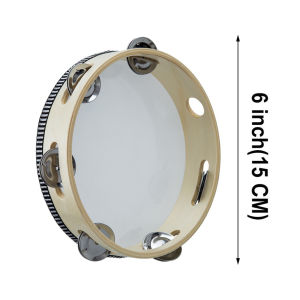RIXTON 6 Inch Tambourine Drum Musical Tambourine Round Percussion Gift for KTV Party / Dance(Tambourine Drum 6 inch)
