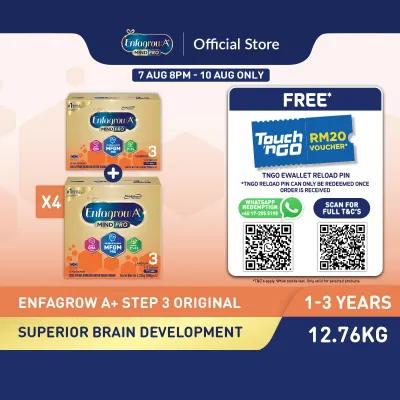 [Bundle of 4] Enfagrow A+ Step 3 (1Y+) Original Milk Formula Powder (2.32kg x 4)+ 3.48kg