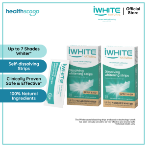 [Bundle of 2] iWhite Natural Dissolving Whitening Strips 28s | Teeth Whitening & Yellow Stain Removal | 100% Natural Ingredient | (Expiry 31/3/2028)