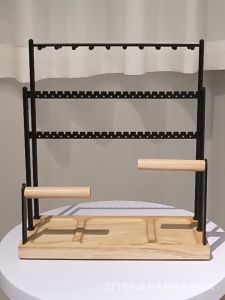 Jewelry Organizer Display Stand Solid Wood Necklace Hanging Countertop Rack For Chains Earrings Bracelets Showcase Storage Rack
