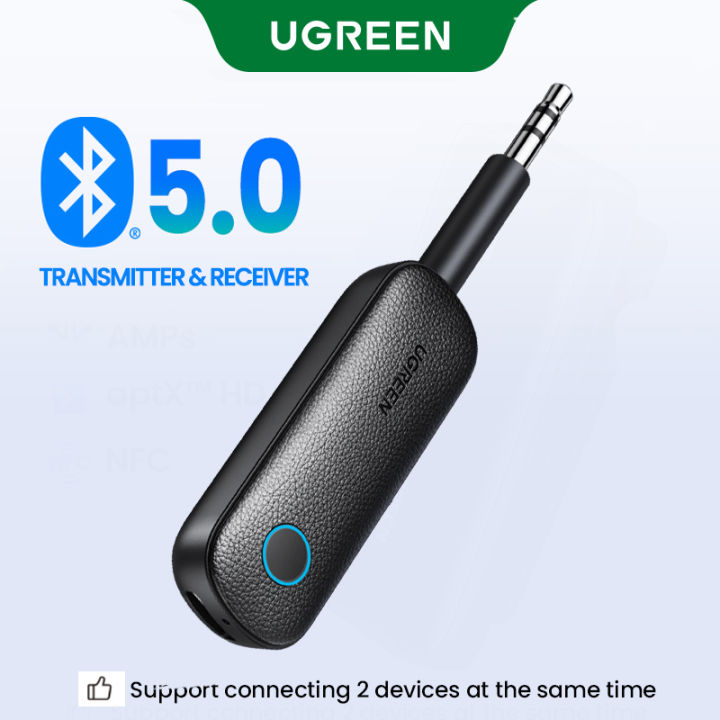UGREEN Bluetooth 5.0 Transmitter and Receiver 2 in 1 Wireless 3.5mm Bluetooth Adapter, Dual Devices Simultaneously, Aux Bluetooth Audio Flight Entertainment Car Adapter Compatible with TV Car Home Stereo System Headphones Apple Airpods Series