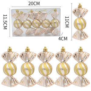 O-KAY 5pcs/Box Christmas Tree Pendant Christmas Painted Candy Snow House Ornaments for 2024 New Year Home Party DIY Decoration