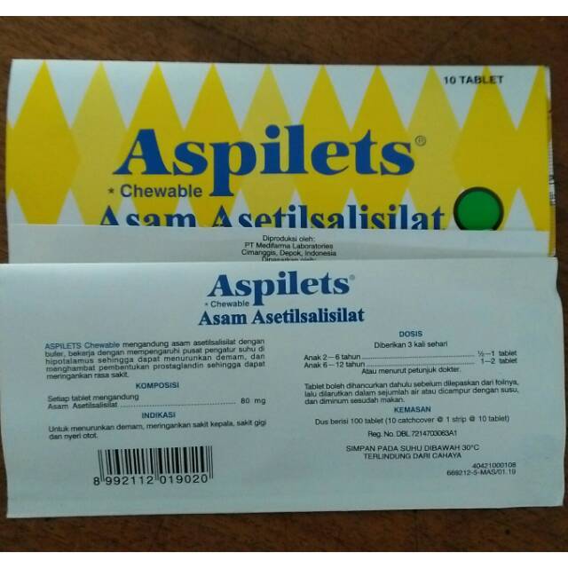 Aspilets Chewable 10 Tablet (Min usia 2 th) Obat Pereda Nyeri Pereda