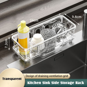 🇸🇬Ready Stock🇸🇬 2023 New Kitchen Sink Countertop Storage Rack With Detachable Hanging Rod Sponge Cloth Drainag Holder Drainer Basket 水槽置物架
