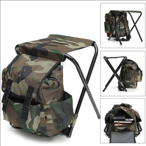 Folding Fishing Chair Backpack Seat Bag Fishing Stool Backpack with Picnic Bag for Outdoor Hiking Camping