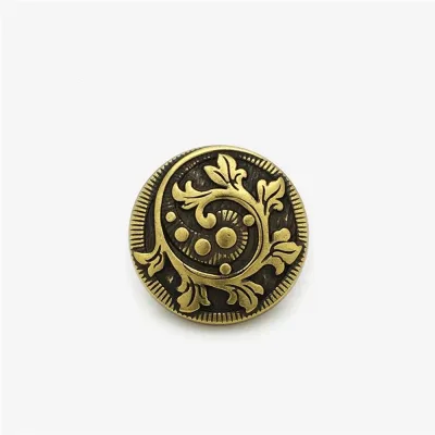 （FT)10pcs 1.5/2.25cm Vintage Floral Round Metal Buttons Gold/Antique Gold Classic Sewing Buttons for Coats Shirts DIY Accessories