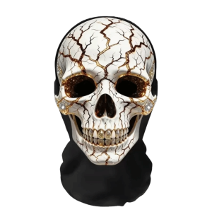 CHANBAEK Breathable Full Face Mesh Headgear 2D Flat Printed Washable Halloween Cosplay Scary Design Flexible Skull Zombie Carnival