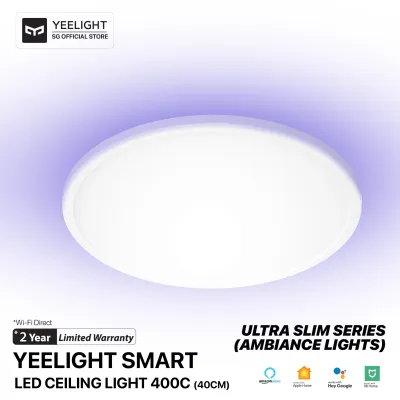 Yeelight Smart LED Ceiling Light 400C (40.0 cm) (Ultra thin) with Ambience Backlight Works with Google Home Amazon Alexa Apple Homekit